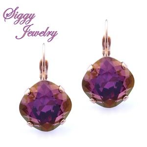 Swarovski Crystal Earrings, Lilac Shadow Drops